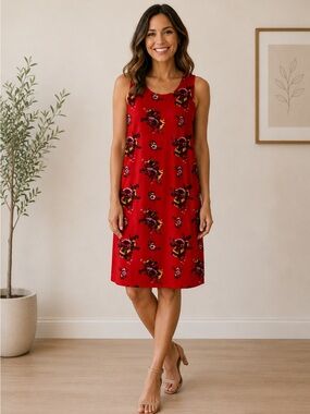 J for Justify Red Floral Sleeveless Dress Size L